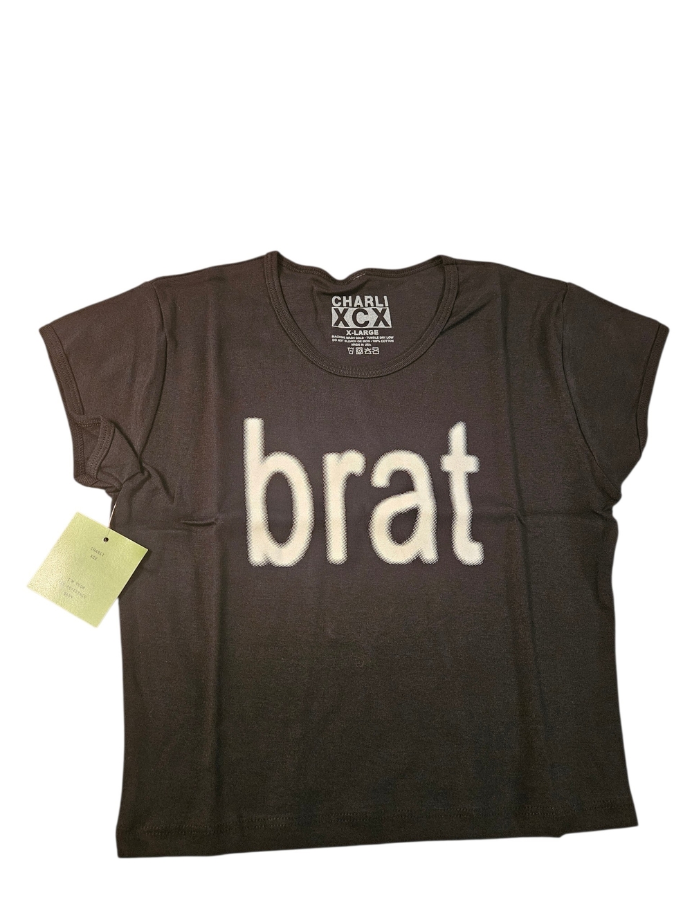 Charli XCX "brat" Graphic Baby Tee - Black & White Sz XL
